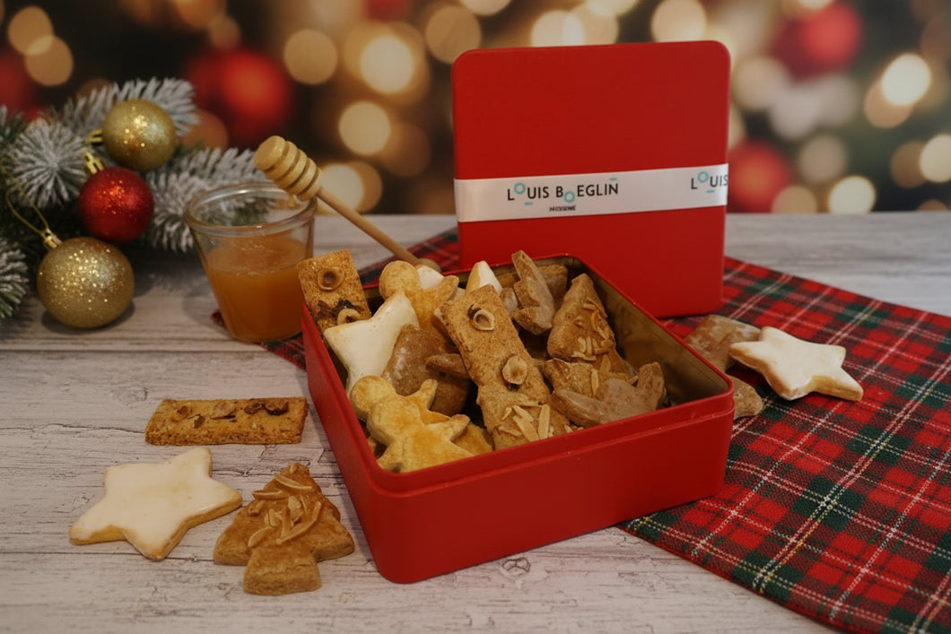 Christmas biscuits in a tin box